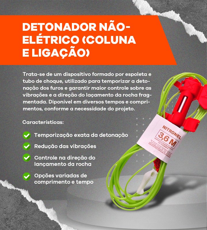 Detonador não-elétrico (coluna e ligação)